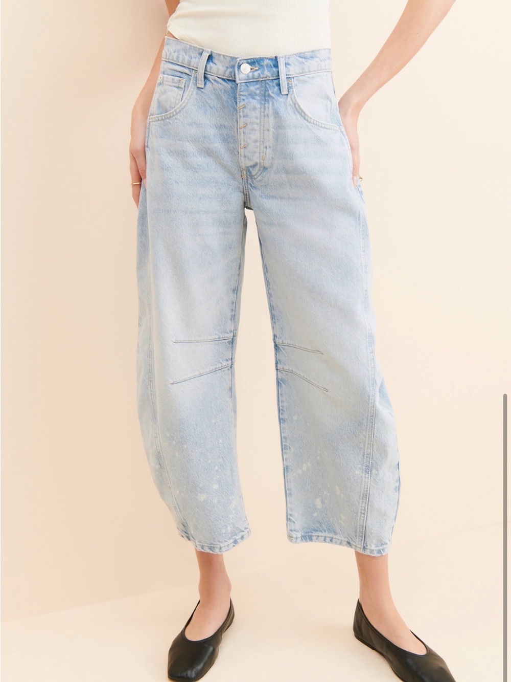 We the free good luck midrise barrel jeans in Light Blue